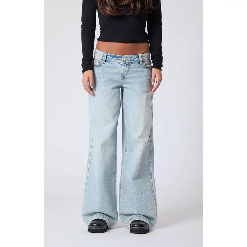 Pacsun Women'S Kaia Ultimate Low Rise Baggy Jeans Light Blue Wash